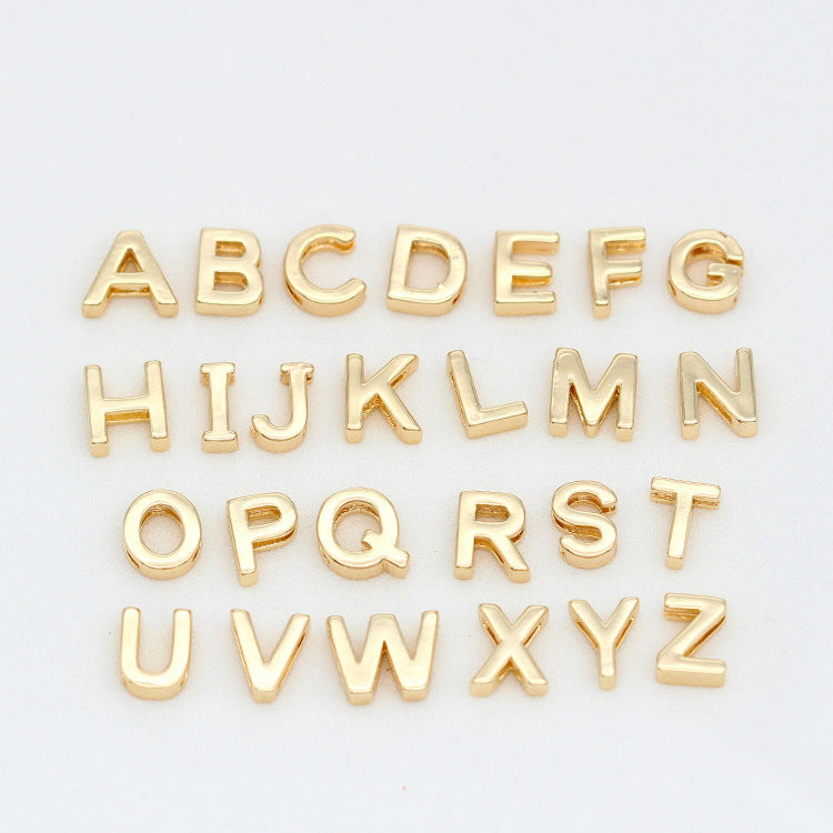 10 trous larges Alphabet plat perle ceinture charme 14K GF perles entretoise