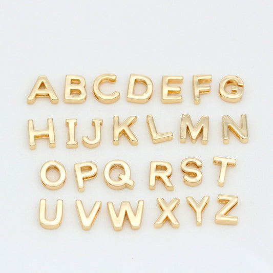 10 trous larges Alphabet plat perle ceinture charme 14K GF perles entretoise