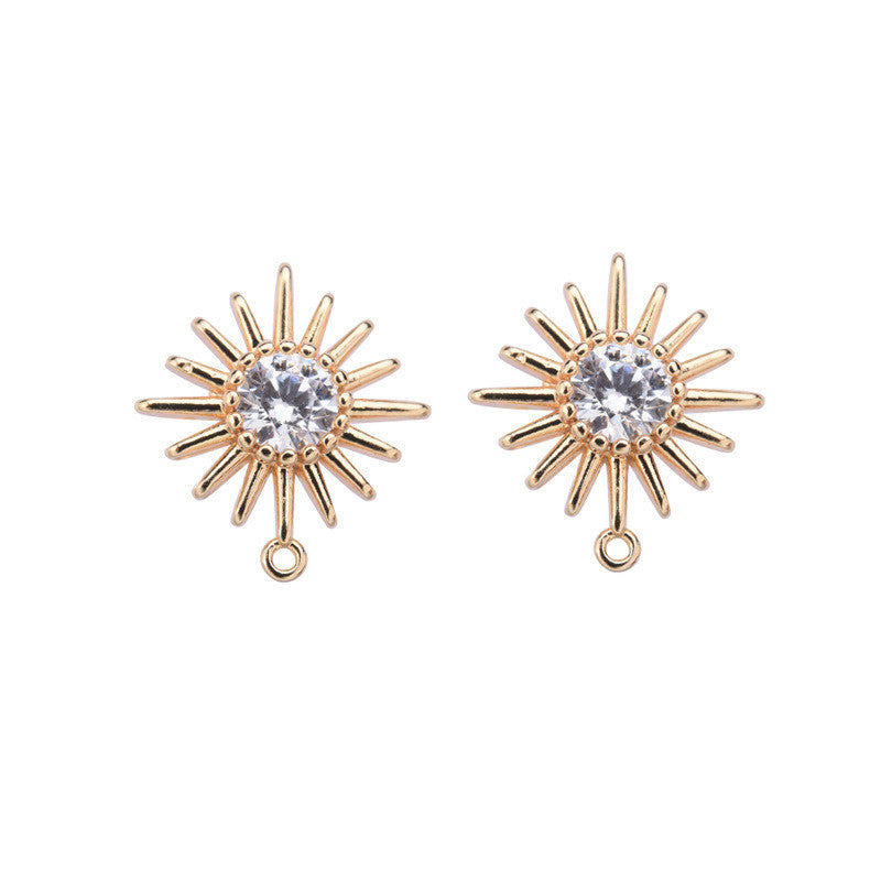 20 boucles d'oreilles à tige florales avec boucle d'oreille ornée de strass 14K GF