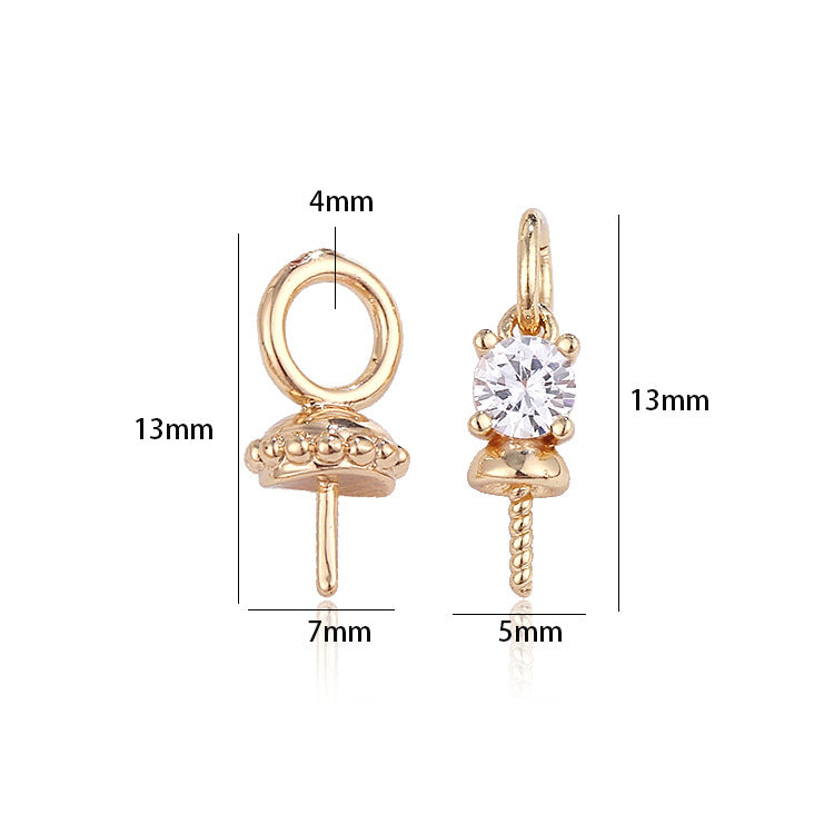 2 broches Bail strass embelli 14K GF pendentif anneaux supérieurs connecteur moitié percé perle perle vierge