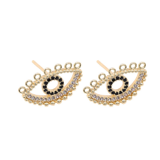 4-Augen-Ohrstecker, 14-Karat-GF-Strassverzierung