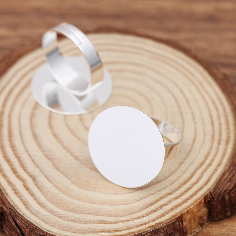 200 Flat Pad Openable Circle Ring 18KGP 20mm Round Cabochon Blank Base Gemstone Setting