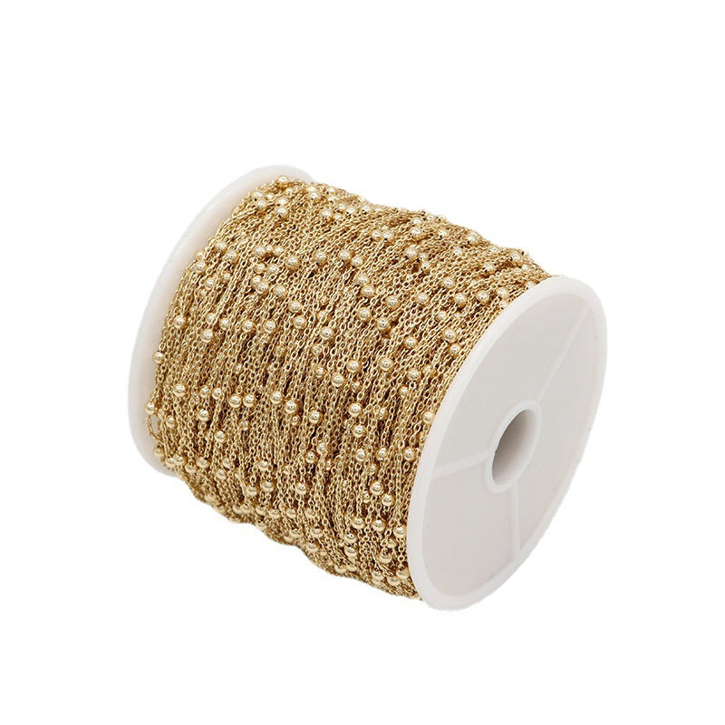 Chaîne fine à maillons carrés et ronds perlés de 2 mètres, 14K GF