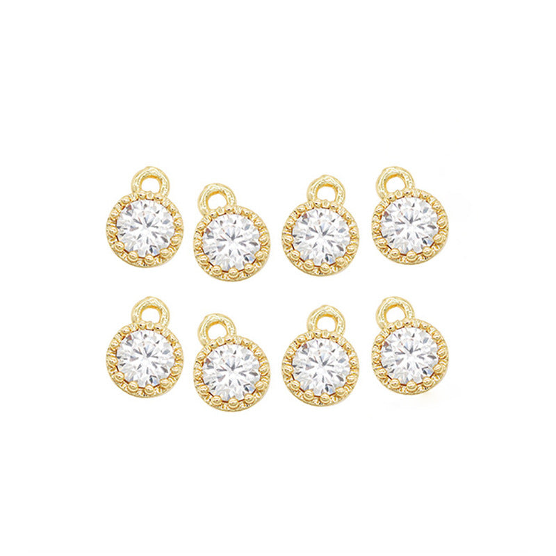 Pendentif à breloque hexagonale étoile olive ronde à 2 diamants orné de strass 14K GF