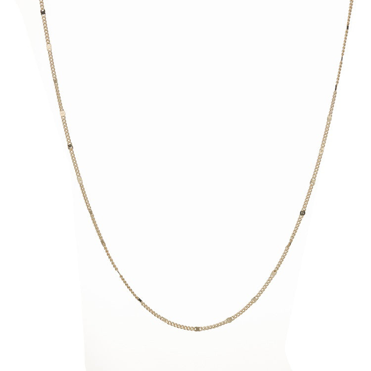 Collier chaîne à câble plat à 2 maillons incurvés 14K GF ras du cou
