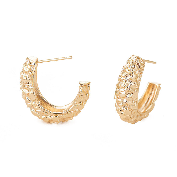 4 grosses boucles d'oreilles à tige demi-cercle 14K GF Earing
