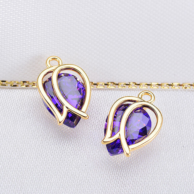20 pendentif à breloque florale tulipe orné de strass 14K GF