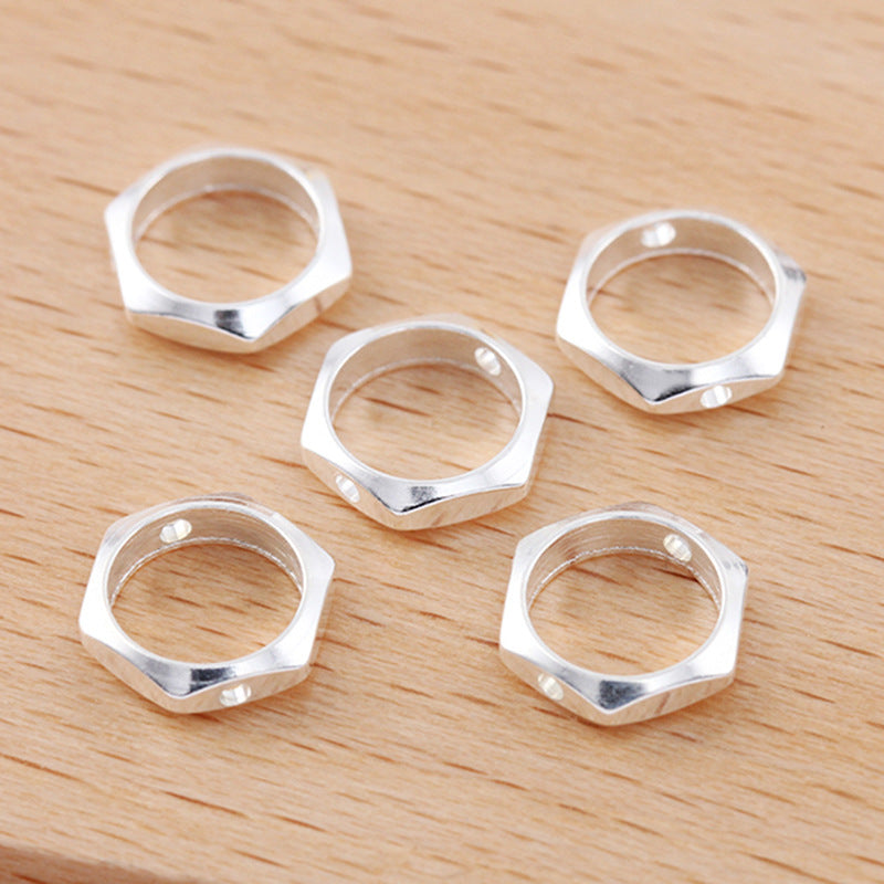 200 durchgehend gelochte sechseckige Charm-Perlenrahmen, 18 kg, 6 mm runde Perlen, leere Basis, Edelsteinfassung