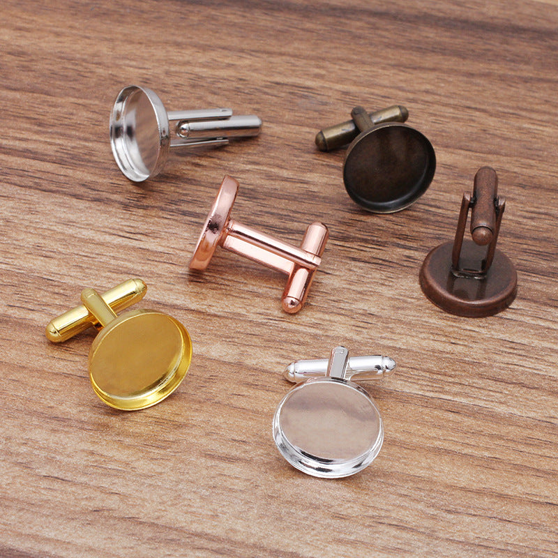 200 High Edge Bezel Cup Cufflink 18KGP 16mm Round Cabochon Blank Base Gemstone Setting