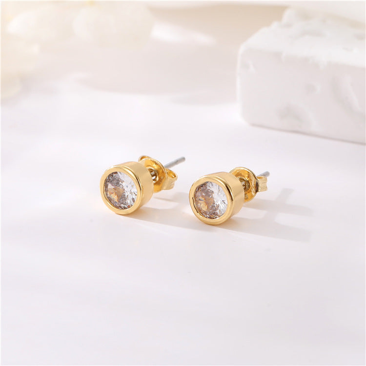 4 boucles d'oreilles à tige en forme de cœur floral, ornées de strass GF 14 carats
