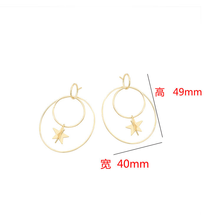 Boucles d'oreilles à tige avec 4 breloques rondes en forme d'étoile, 14 carats, GF