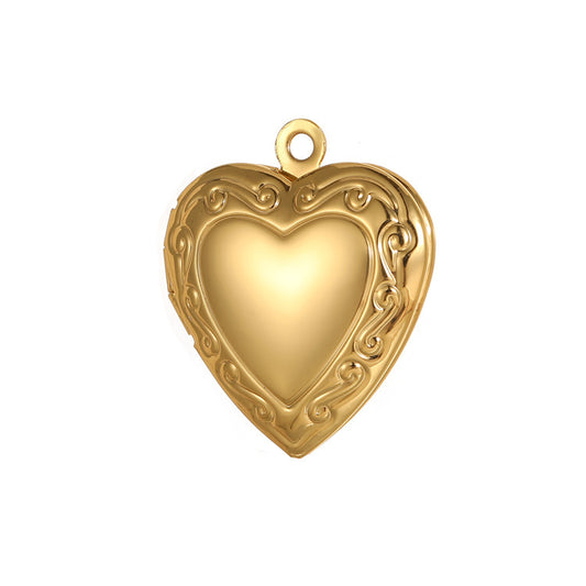 2 Herz-Medaillon-Charm-Anhänger 14K GF