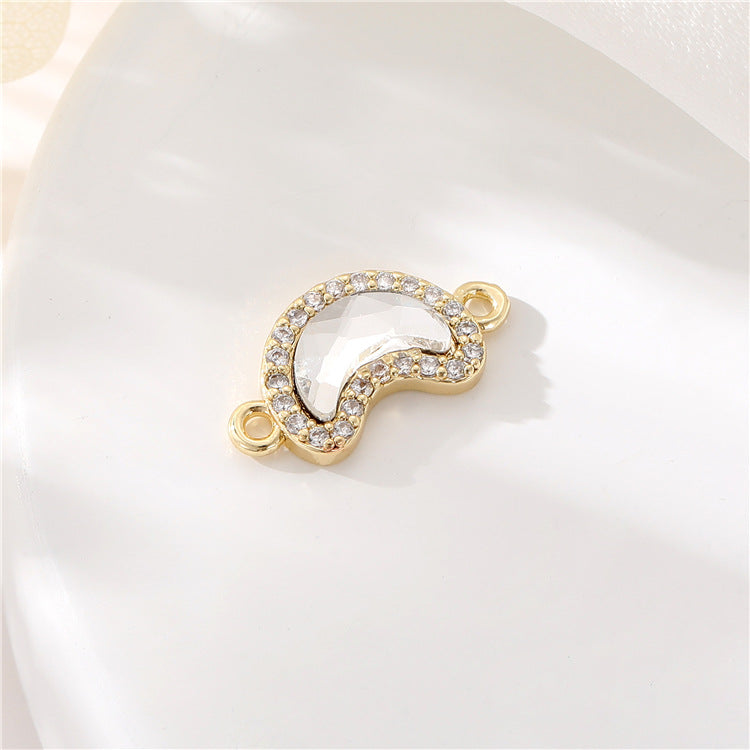 2 Double boucle étoile papillon coeur lune diamant charme connecteur strass embelli 14K GF