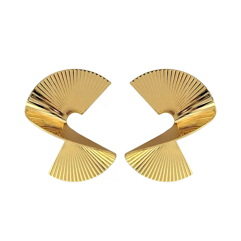 4 boucles d'oreilles à tige sculptées incurvées 14K GF Earing