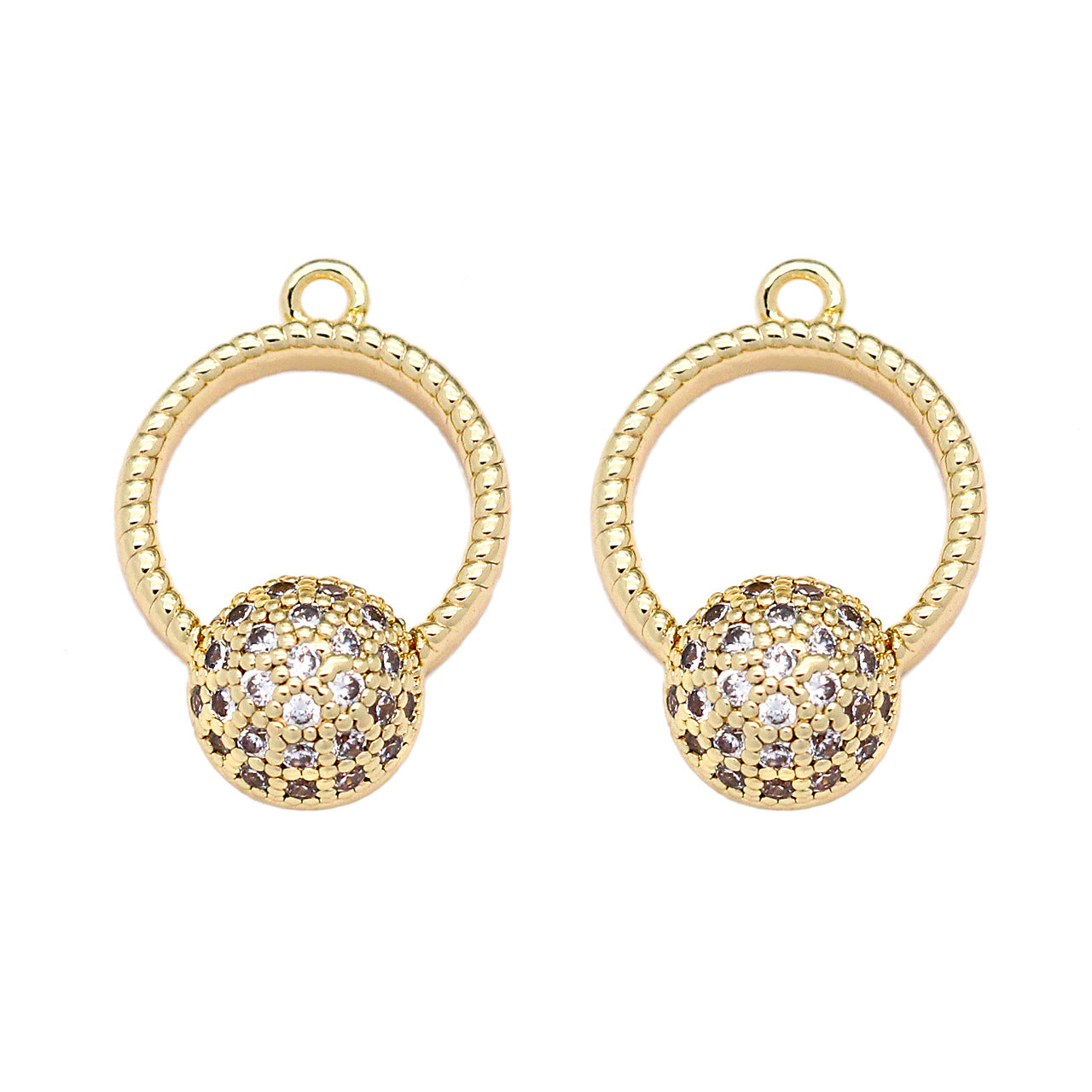 20 pendentifs à breloques ronds ornés de strass 14K GF