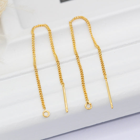 10 gebogene Glieder-Kabelketten-Einfädler-Ohrringe, 14-karätige GF-Ohrringe