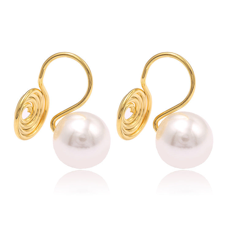 4 clips d'oreille en spirale de perles rondes sans boucle d'oreille perçante 14K GF