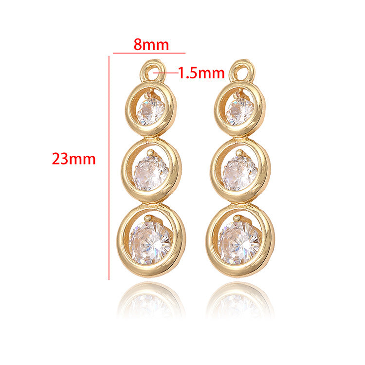 Pendentif à breloque 2 tours orné de strass 14K GF