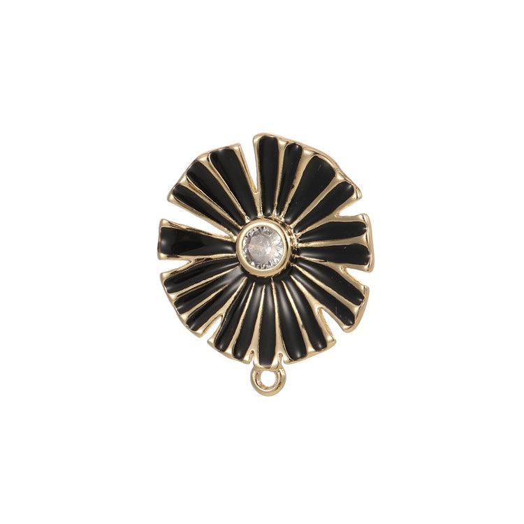 4 boucles d'oreilles florales avec boucle en émail époxy 14K GF strass embellies