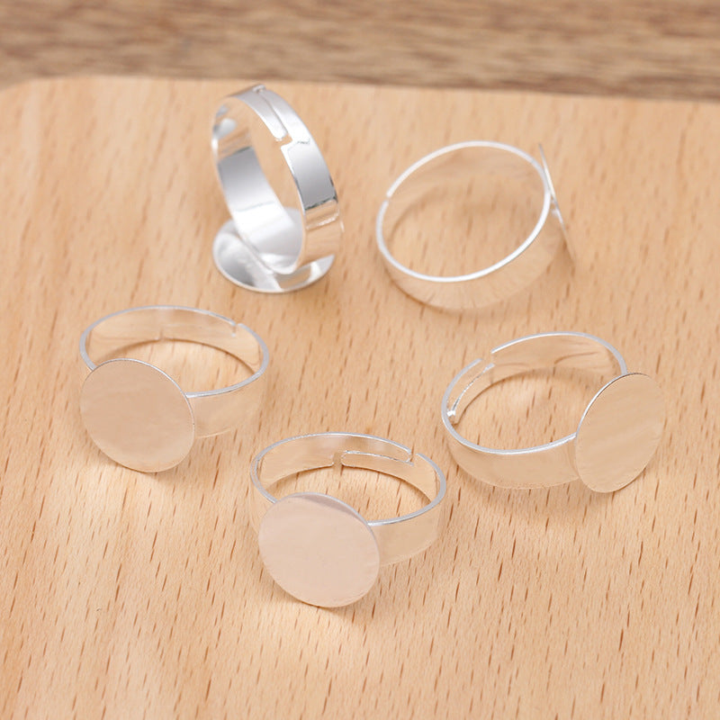 Bracelet circulaire ouvrable à coussin plat, 50 pièces, 18KGP, 10mm, 12mm, cabochon rond, Base vierge, sertissage de pierres précieuses