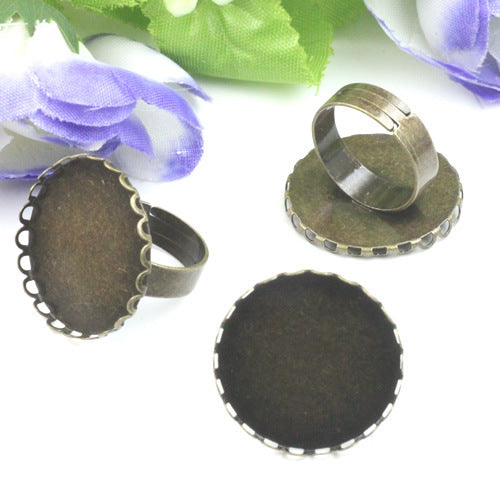 100 bague de coupe de lunette de bord de pétoncle 18KGP 25mm 30mm cabochon rond Base vierge réglage de pierres précieuses