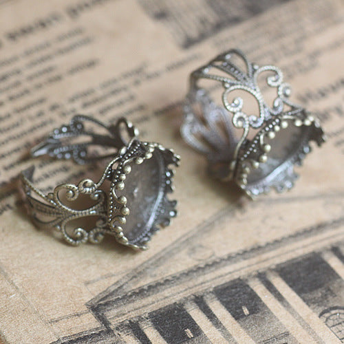 20 Filigree Crown Edge Bezel Cup Open Circle Ring 18KGP 15mm 20mm Round Cabochon Blank Base Gemstone Setting