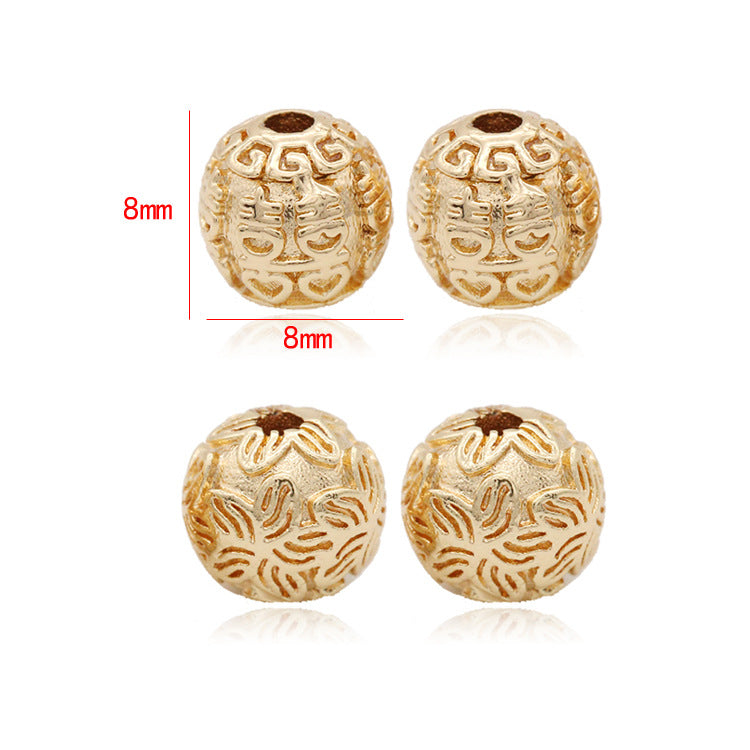 10 geschnitzte runde Perlenstücke aus 14K GF Kupfer Charm Perlenarbeit Spacer