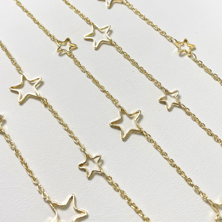 2 Meter dünne Sternkreis-Kabelkette mit flachem O-Glied aus 14-karätigem GF