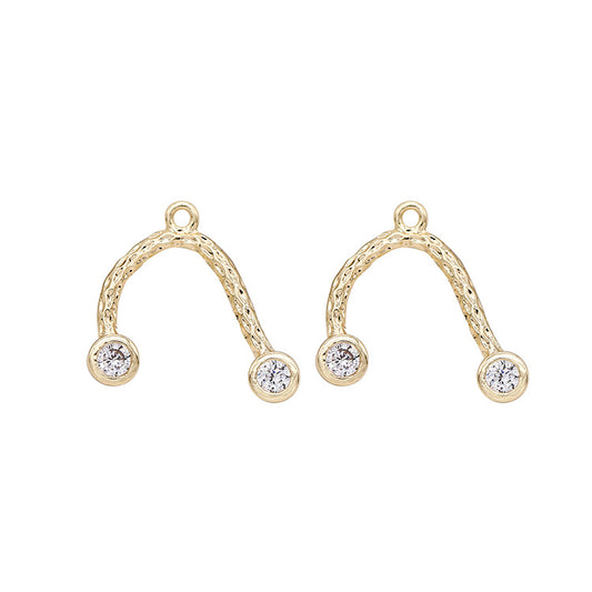 5 gebogene Seil-Charm-Anhänger mit Strass verziert 14K GF