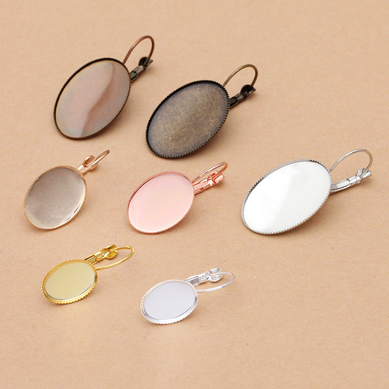 50 Serrated Edge Bezel Cup Hook Earrings 18KGP 10x14mm 13x18mm 18x25mm Oval Cabochon Blank Base Gemstone Piece Setting