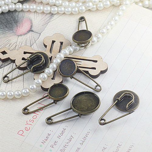 50 lunette tasse broche sûre 18KGP 12mm 14mm 16mm 18mm 20mm cabochon rond Base vierge réglage de pièce de pierre précieuse