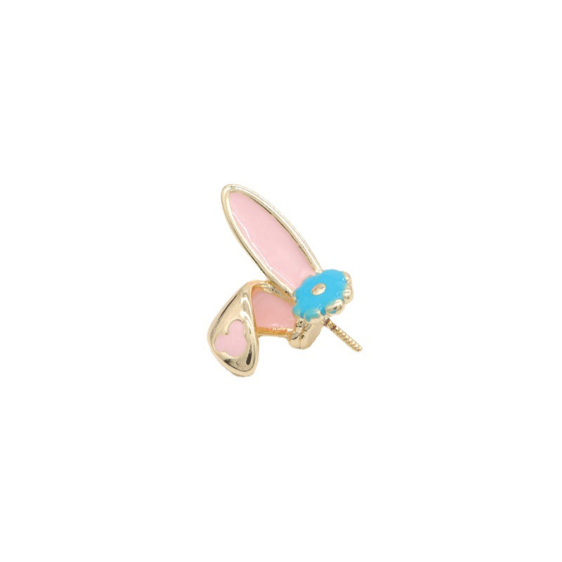 2 Lapin Charme Pendentif Émail Époxy 14K GF Perle Semi-Percée Perle Vierge
