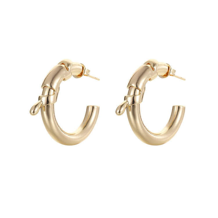 4 boucles d'oreilles créoles épaisses en cercles torsadés 14K GF Earing