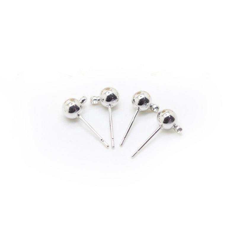 50 Glossy Round Ball Bead Stud Earrings with Loop 14K GF Earing
