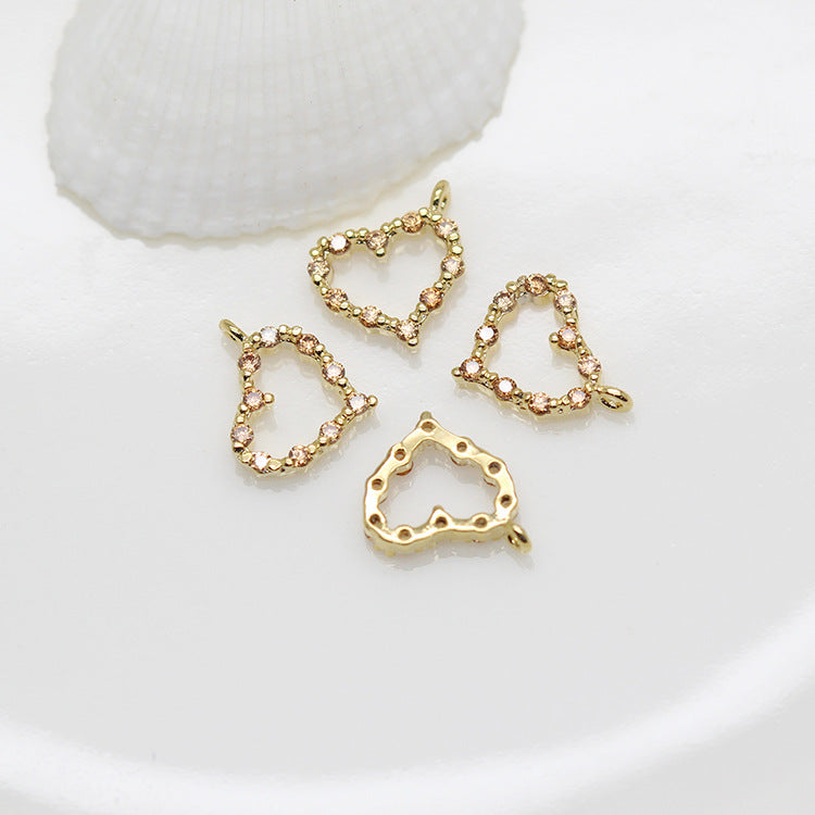 Pendentif à breloque cercle de 20 cœurs orné de strass 14K GF