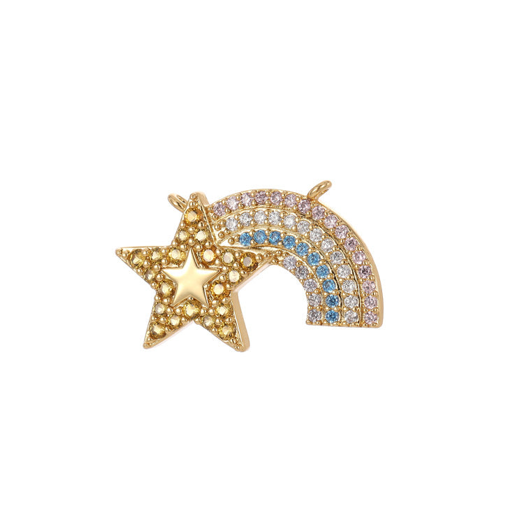 2 Blumensterne runder Kreis Herz Hase Schmetterling Charm Anhänger Strass verziert 14K GF