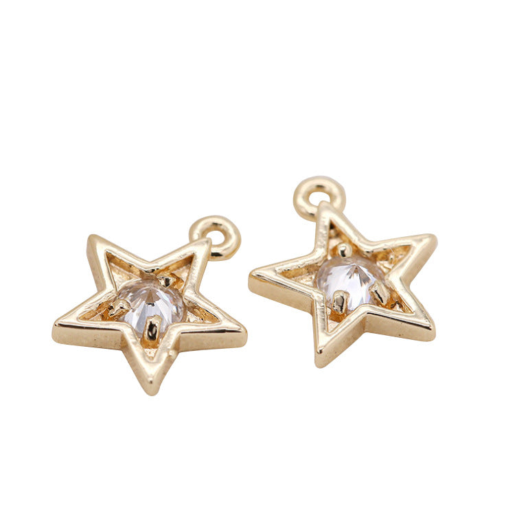 Pendentif à breloque 10 étoiles orné de strass 14K GF