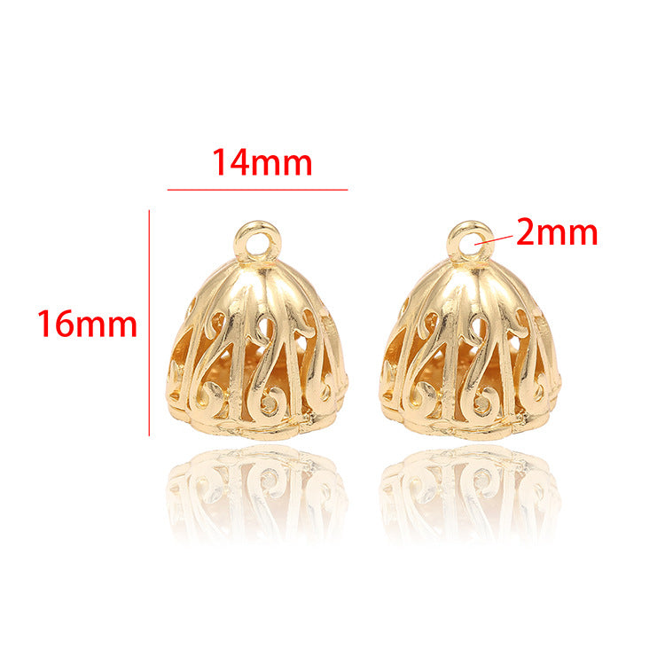2 Hollow Lotus Seedpod Charm Pendant 14K GF
