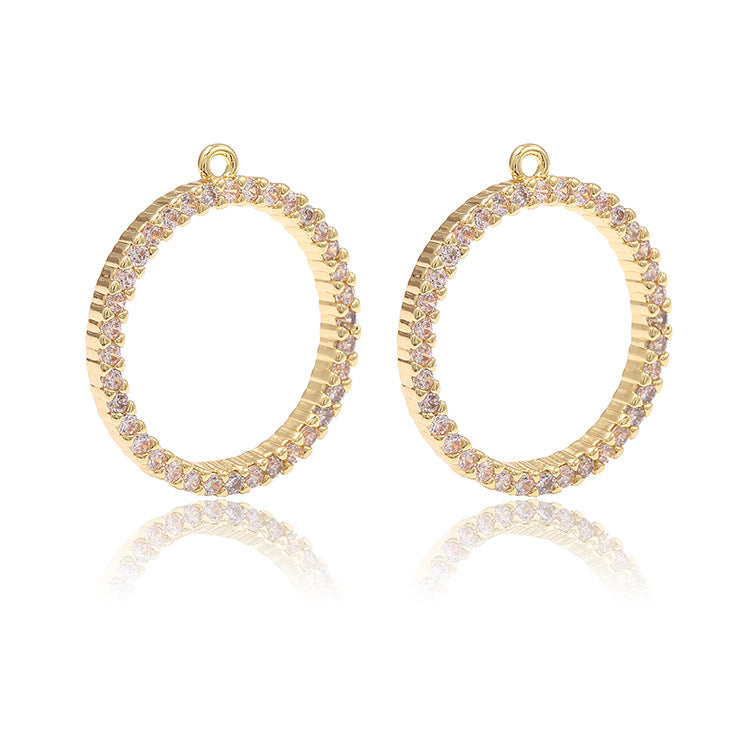 Pendentif à breloque 2 cercles ronds orné de strass 14K GF