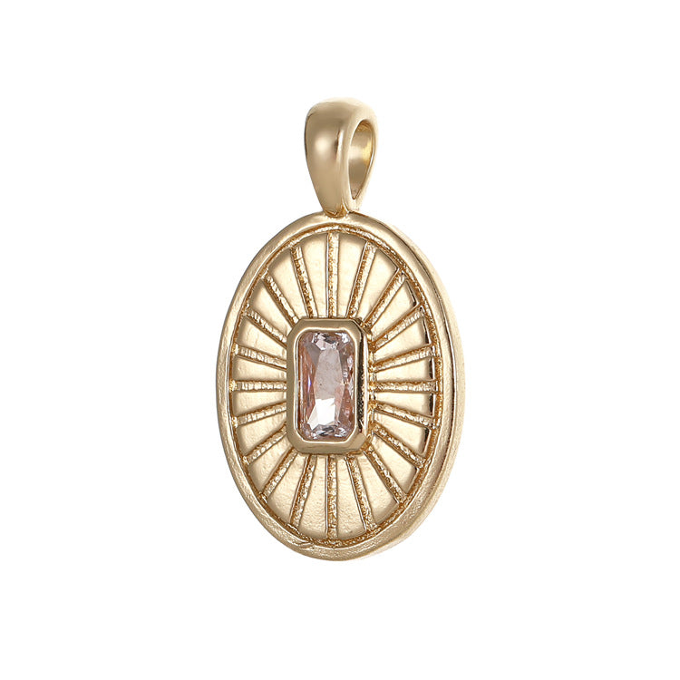 2 pendentifs à breloque ovales ornés de strass 14K GF