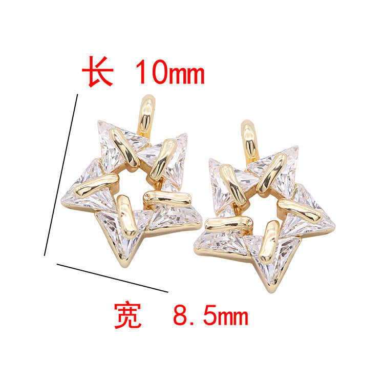 Pendentif à breloque 2 étoiles orné de strass 14K GF