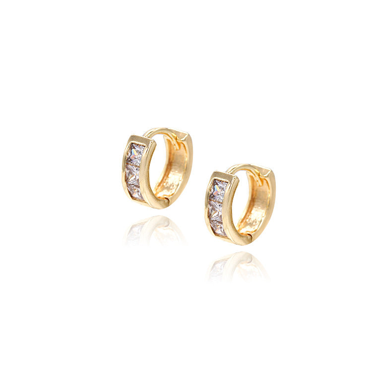4 boucles d'oreilles créoles rondes ornées de strass 14K GF Earing