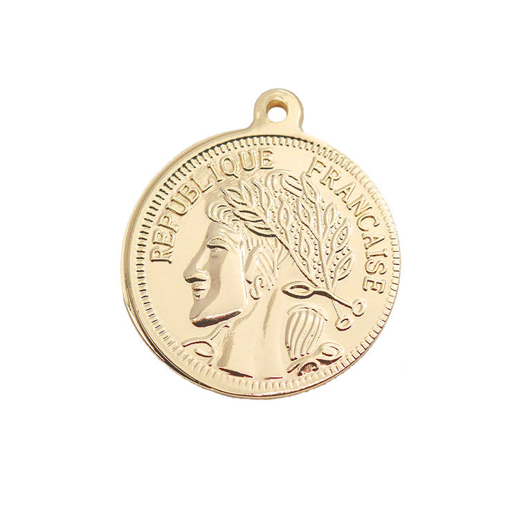 Pendentif à breloque pièce de monnaie 20 portraits 14K GF