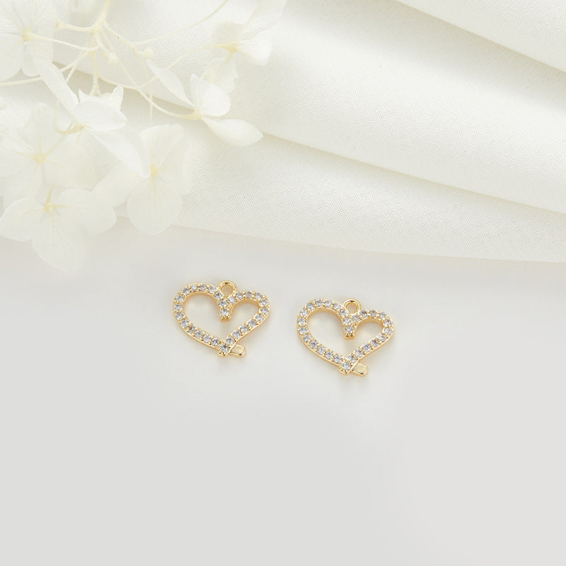 2 clés étoile de mer éléphant nœud papillon coeur cloche pendentif à breloque strass embelli 14K GF