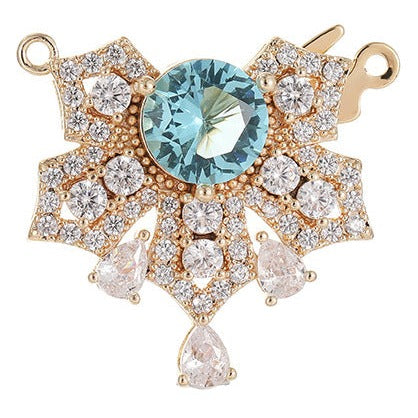 2 Verschlüsse mit Schneeflocken-Blumenverschluss, 14K GF-Strassverzierung