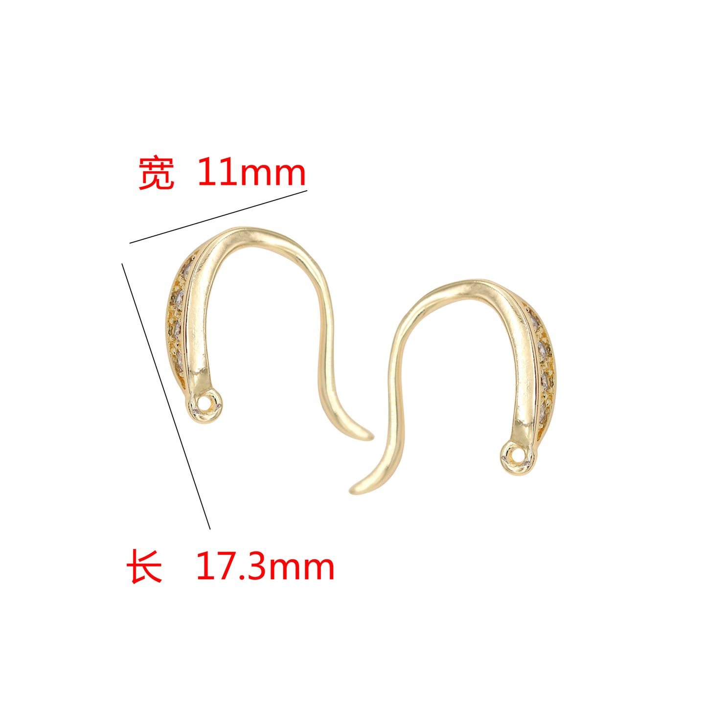 Boucles d'oreilles à 4 crochets avec boucle ornée de strass 14K GF