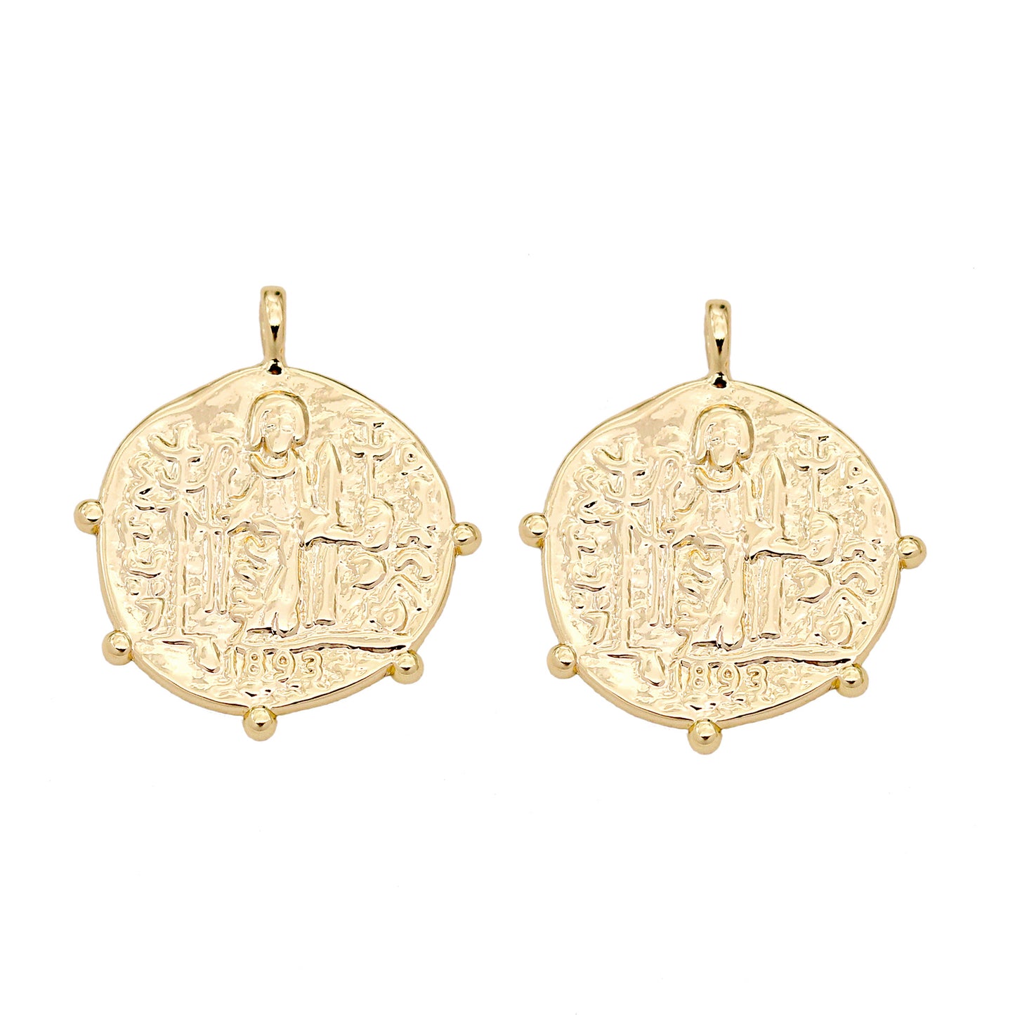 Pendentif à breloque pièce de monnaie 20 portraits 14K GF