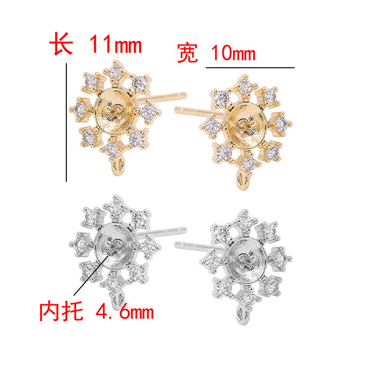 4 boucles d'oreilles florales flocon de neige avec boucle strass embellies 14K GF boucle d'oreille demi-percée perle vierge