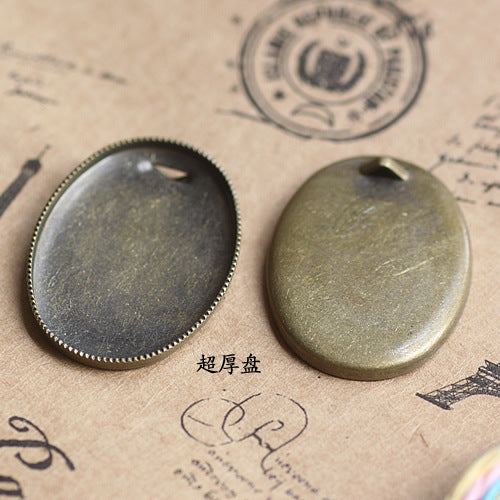 50 boucles au dos, bord dentelé, pendentif à breloque, Bronze Antique, cabochon ovale, Base vierge, réglage des pierres précieuses, 18x25mm