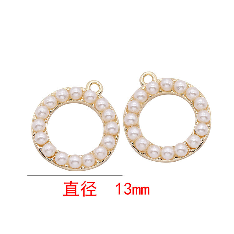 Pendentif à breloque 2 cercles ronds orné de perles 14K GF